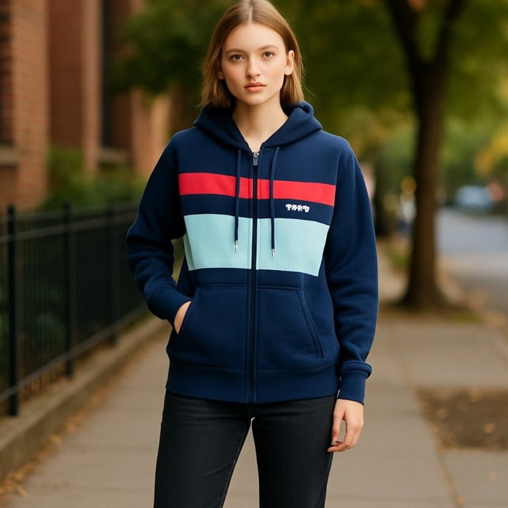 NWT 90s Inspired Levi's Striped Zippered Hoodie Jacket Striped